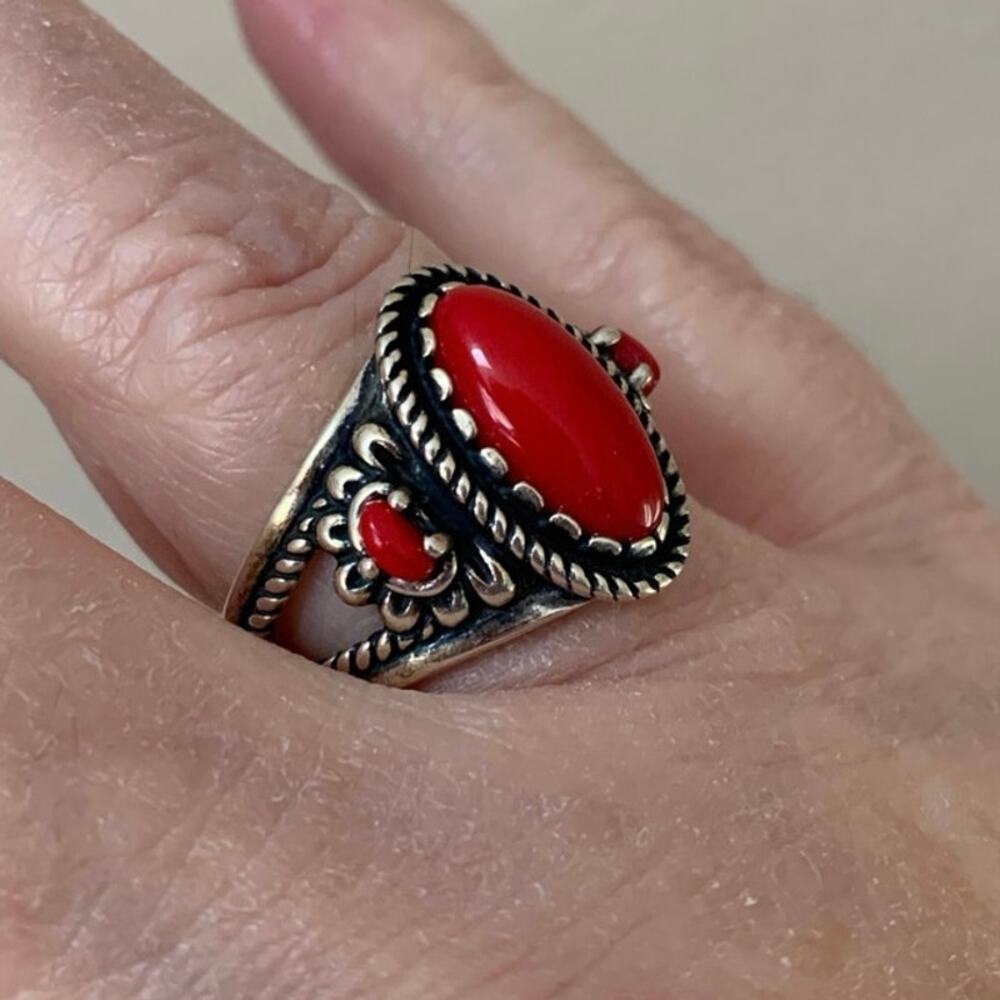Carolyn Pollack Design Sterling Silver Relios Three Stone Ring Sz 9 Southwest - Picture 5 of 7